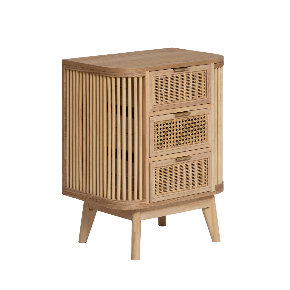 Table de chevet en cannage et bois de pin Guido