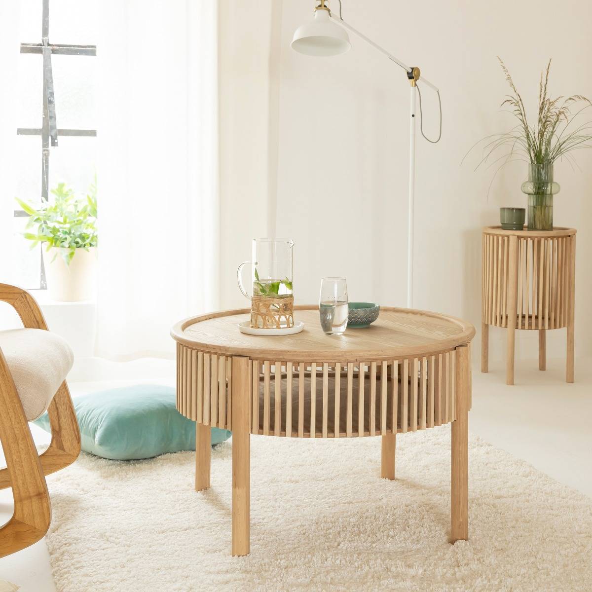 Table basse ronde  en bois de pin Vénus