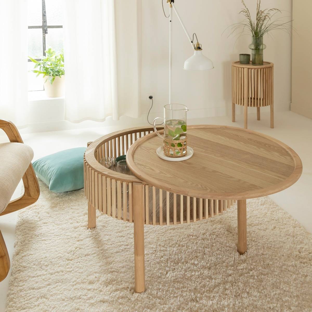 Table basse ronde  en bois de pin Vénus