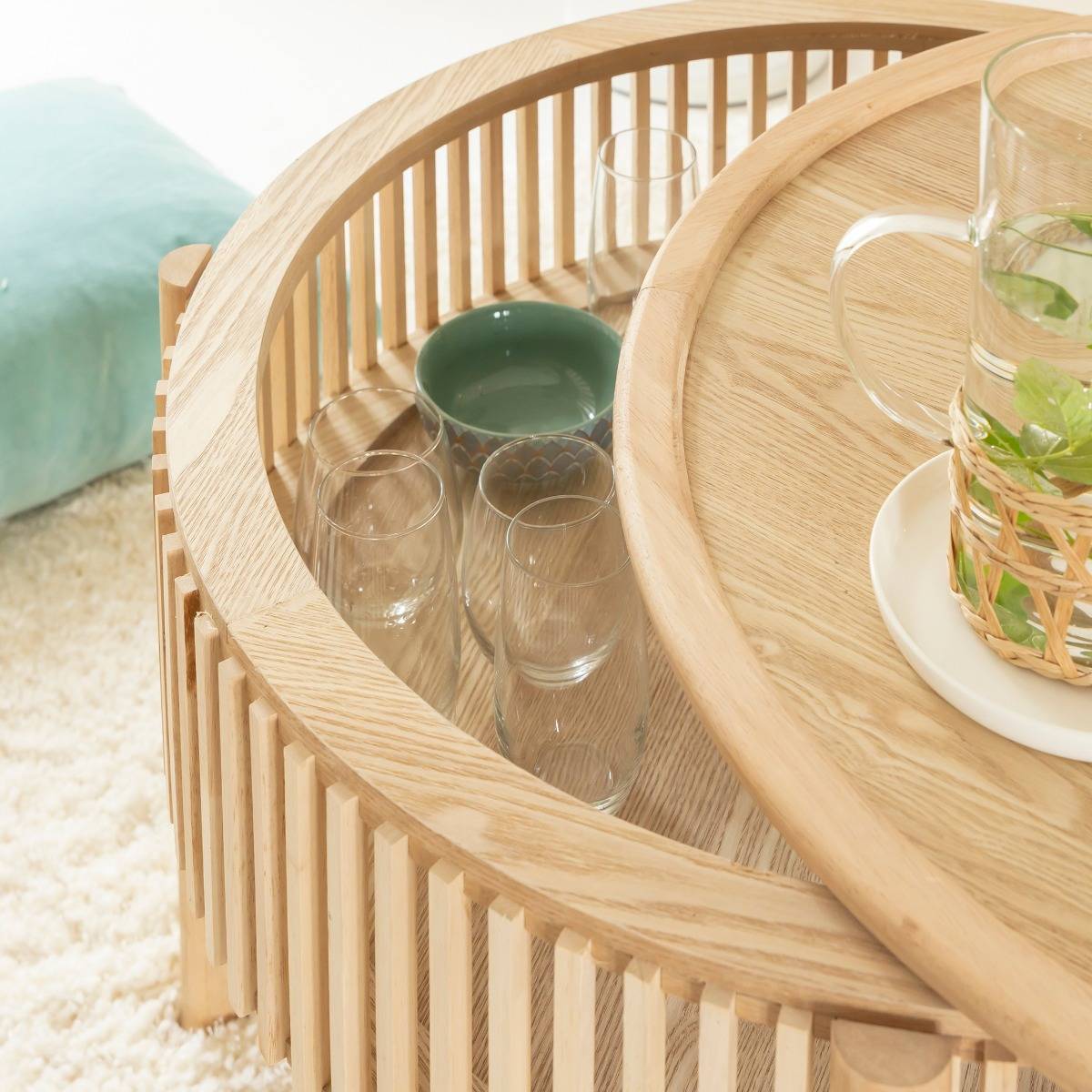 Table basse ronde  en bois de pin Vénus