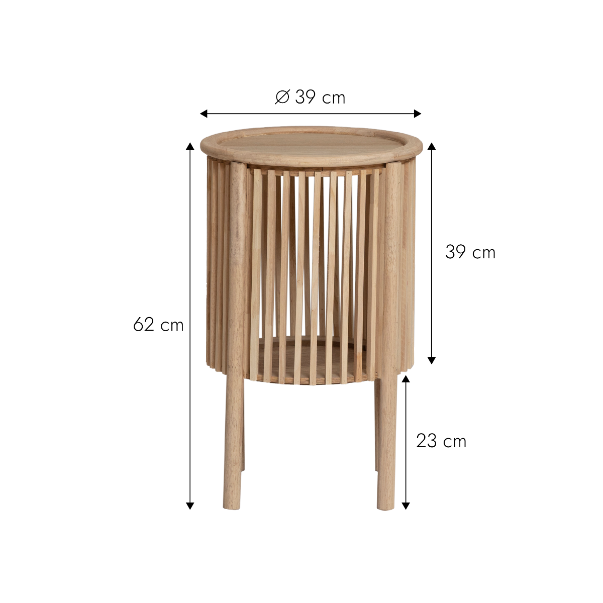 Table de chevet ronde en bois de pin Vénus