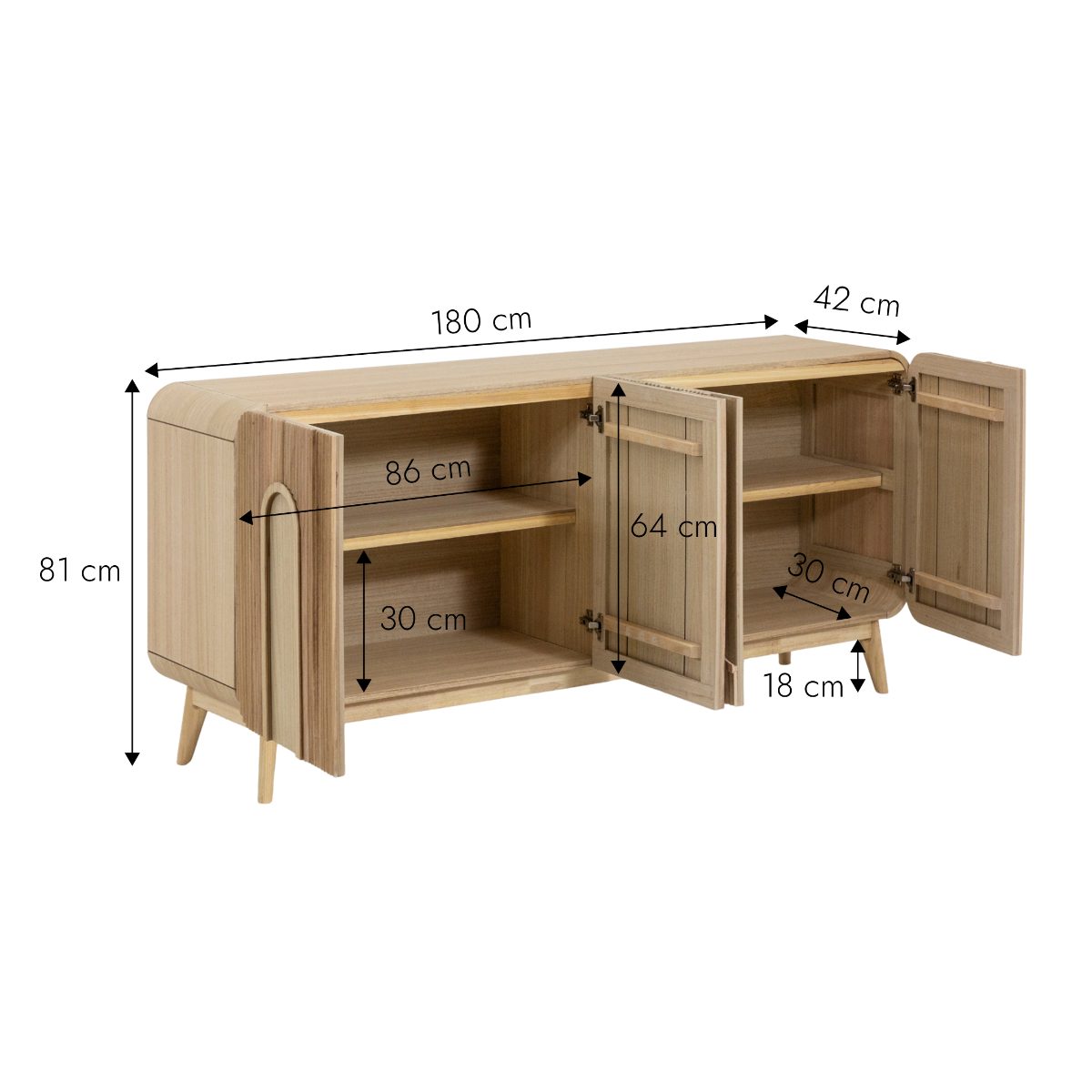 Buffet en bois de paulownia Nilo