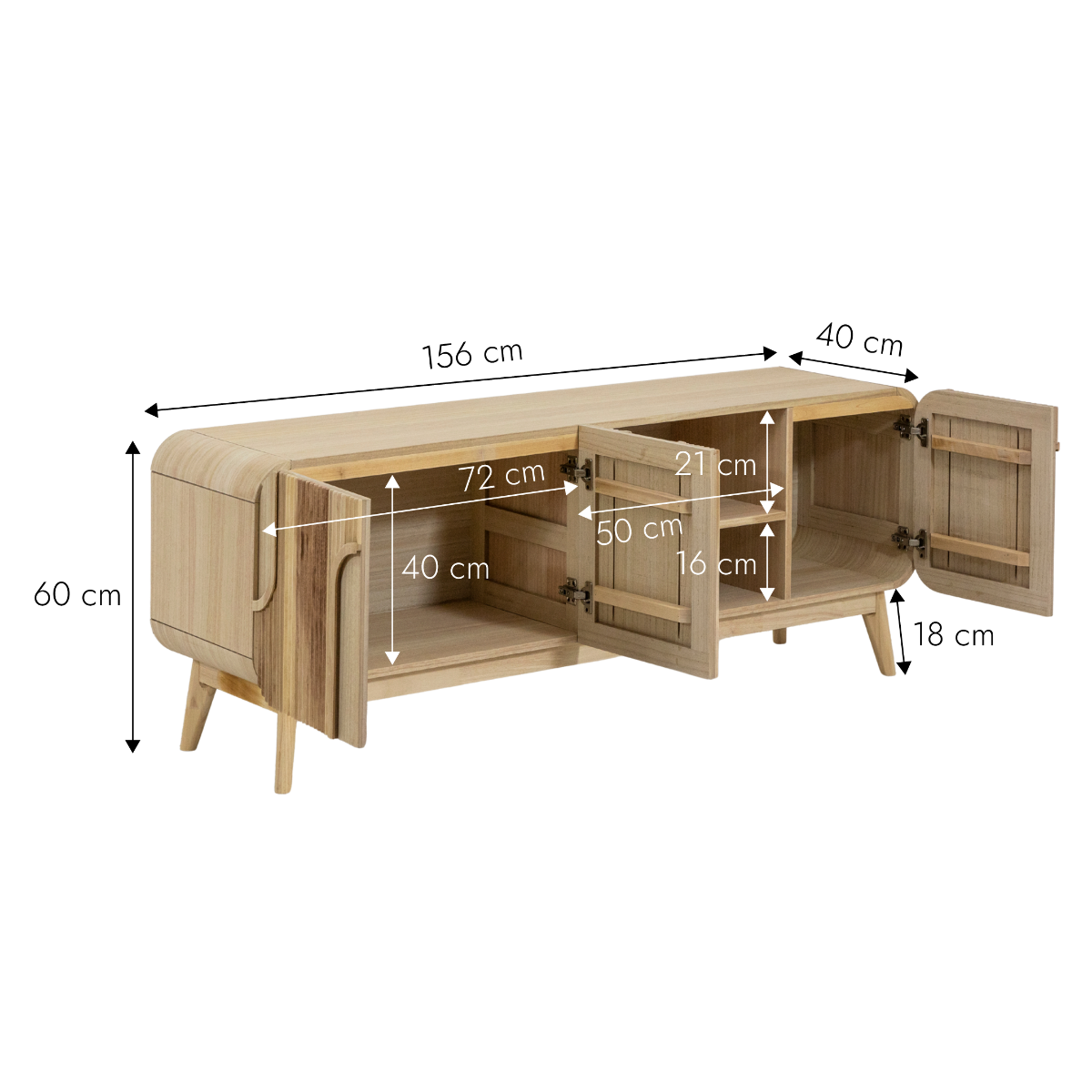 Meuble TV en bois de paulownia Nilo