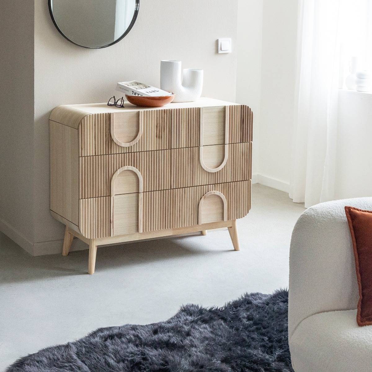 Commode en bois de paulownia Nilo