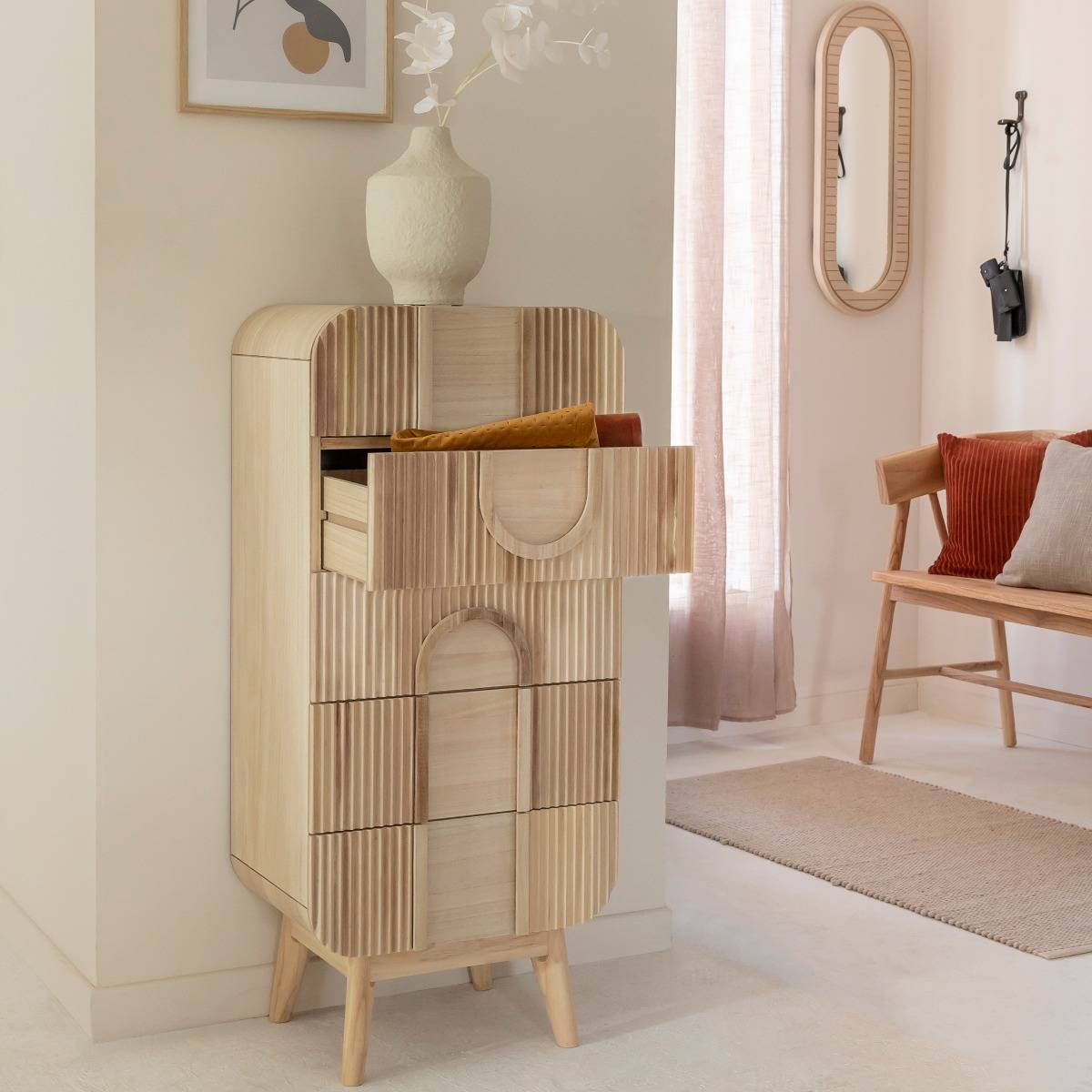 Chiffonnier en bois de paulownia Nilo