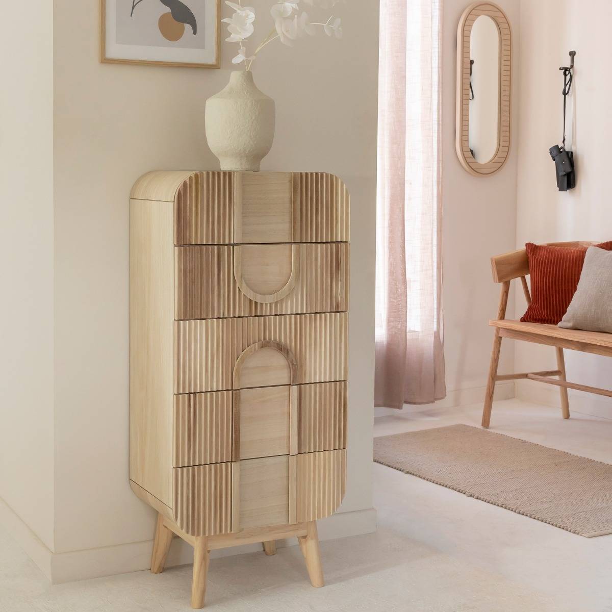 Chiffonnier en bois de paulownia Nilo