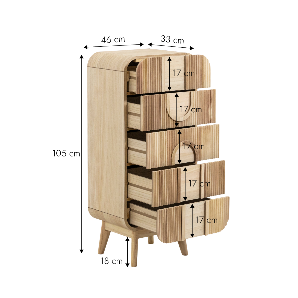 Chiffonnier en bois de paulownia Nilo