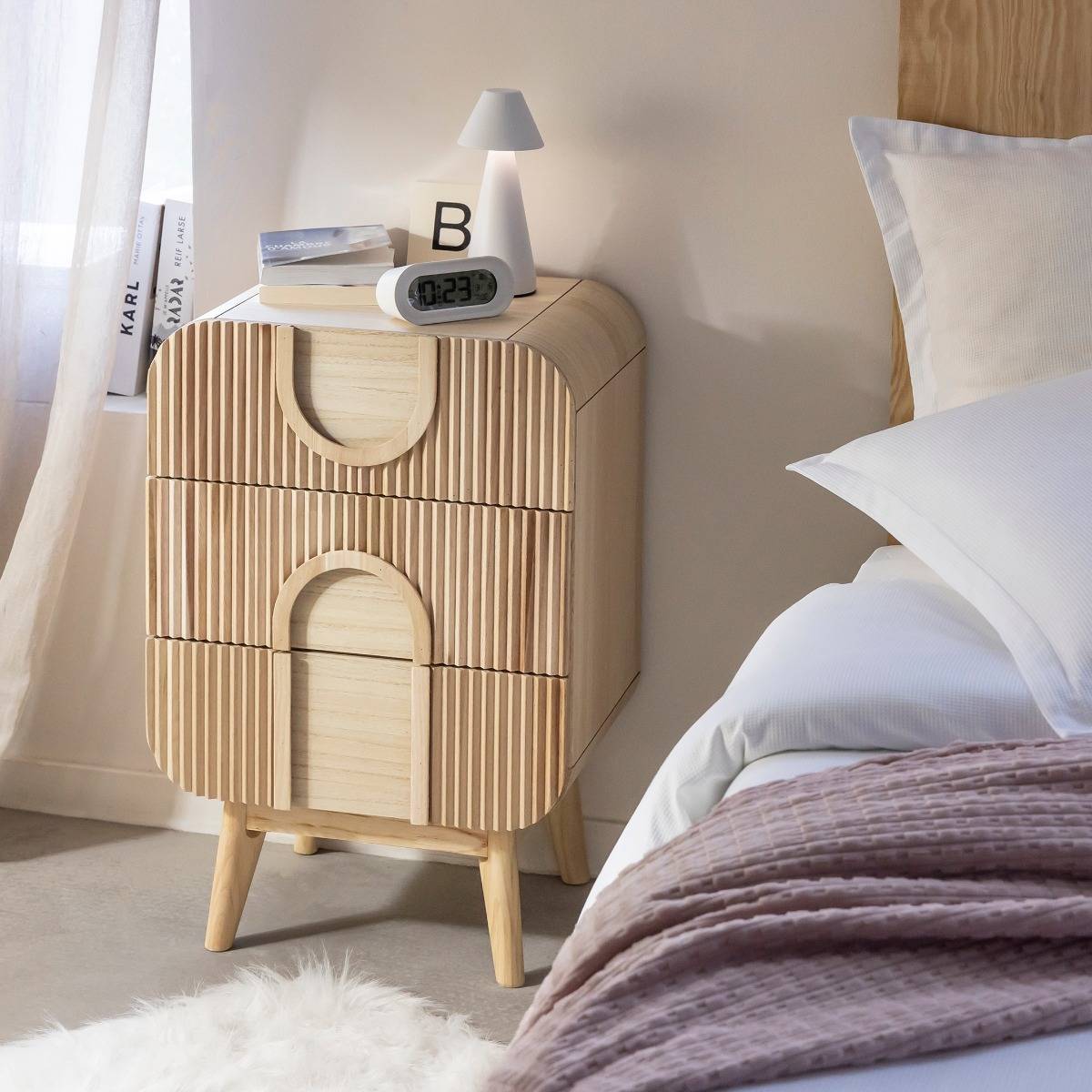 Table de chevet en bois de paulownia Nilo