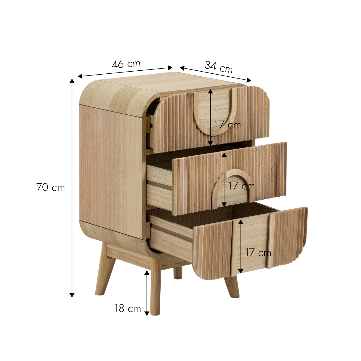 Table de chevet en bois de paulownia Nilo