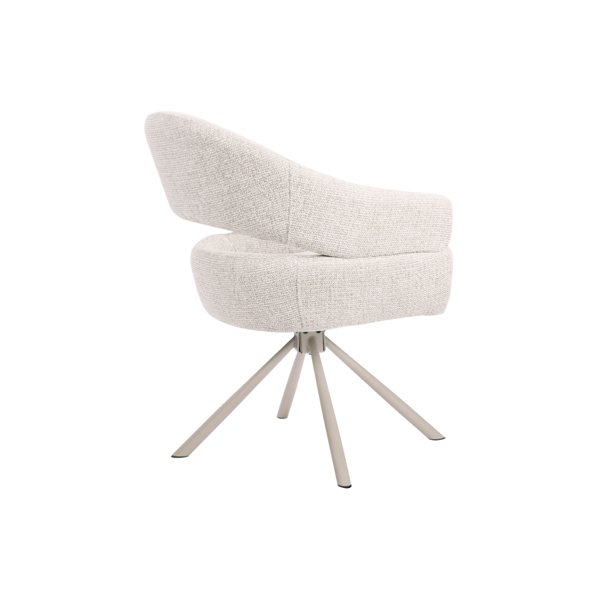 Chaise en tissu écru et pied central en métal beige Florine (lot de 2)