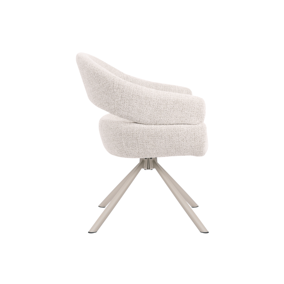 Chaise en tissu écru et pied central en métal beige Florine (lot de 2)