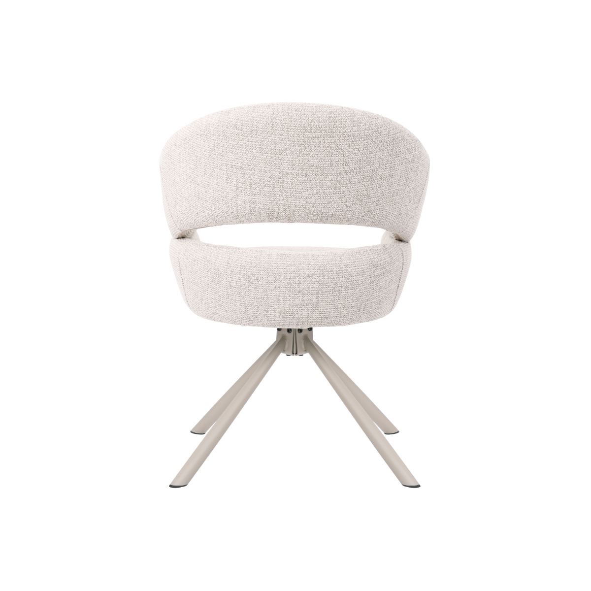 Chaise en tissu écru et pied central en métal beige Florine (lot de 2)