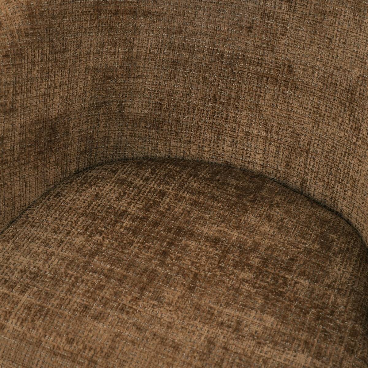 Chaise en tissu marron et pied central en métal noir Florine (lot de 2)