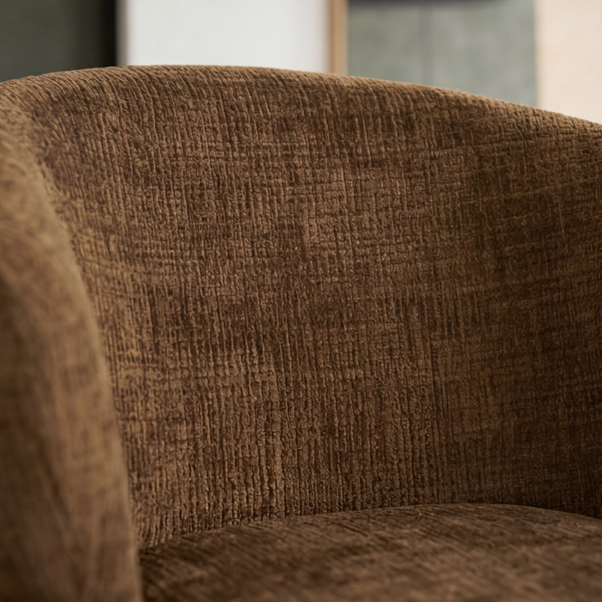 Chaise en tissu marron et pied central en métal noir Florine (lot de 2)