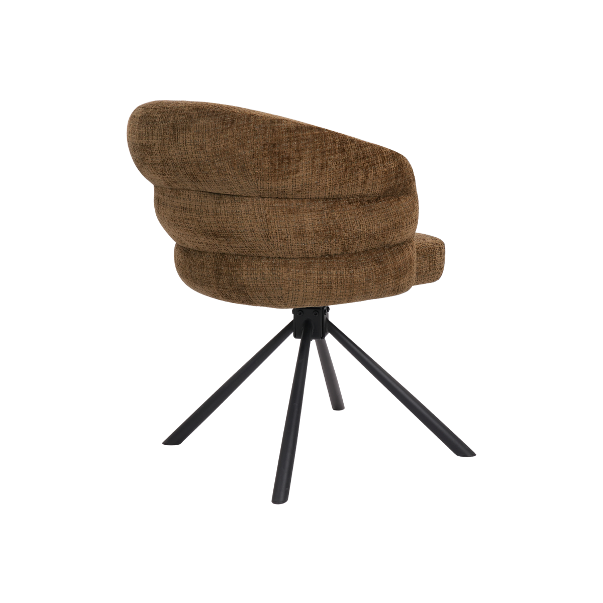 Chaise en tissu marron et pied central en métal noir Florine (lot de 2)