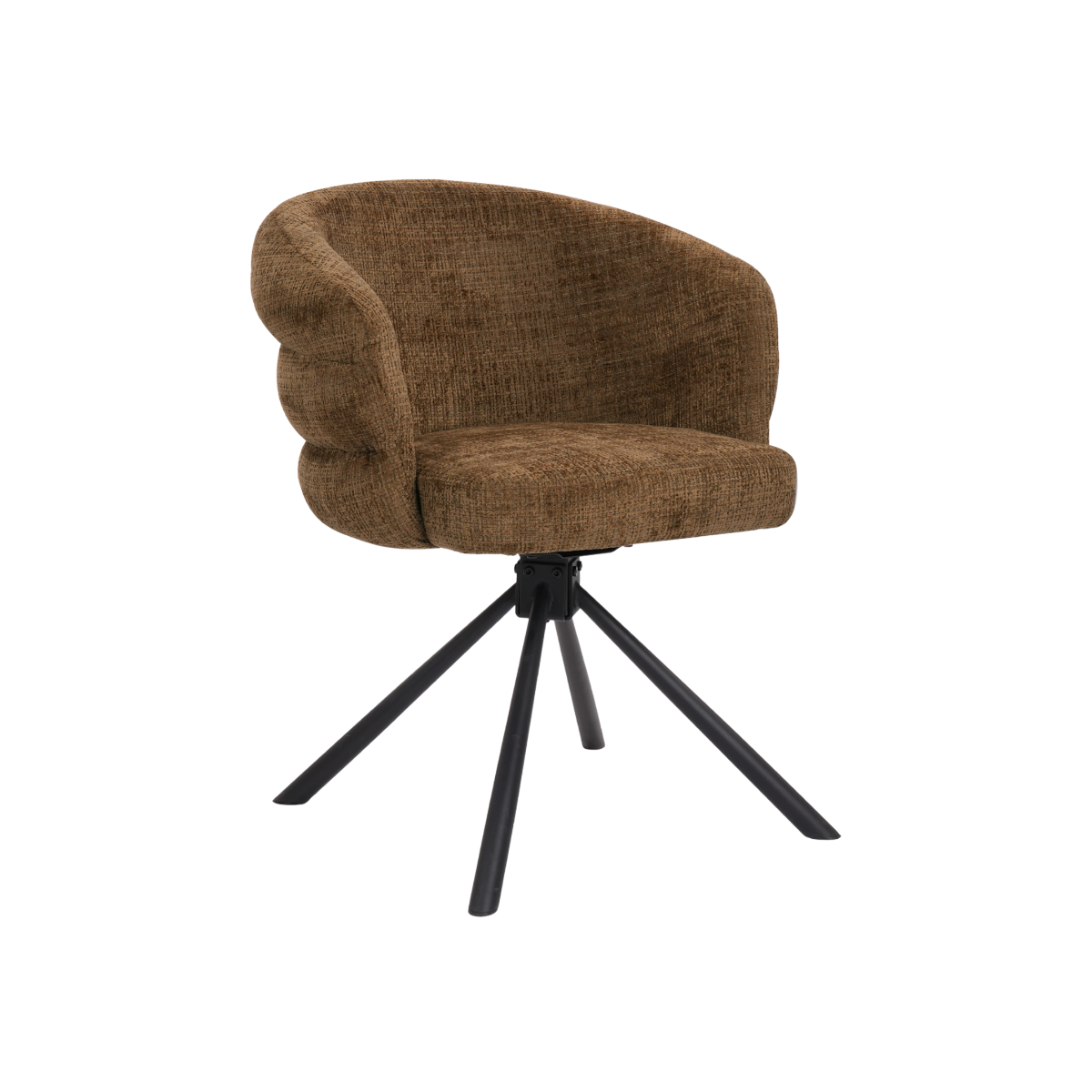 Chaise en tissu marron et pied central en métal noir Florine (lot de 2)