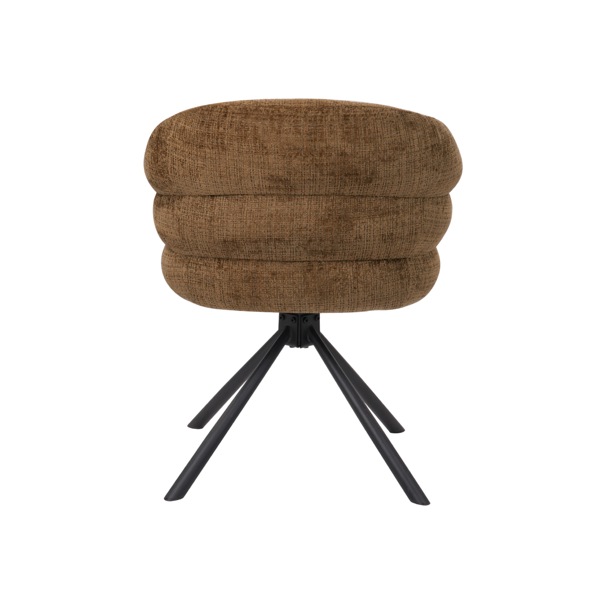 Chaise en tissu marron et pied central en métal noir Florine (lot de 2)