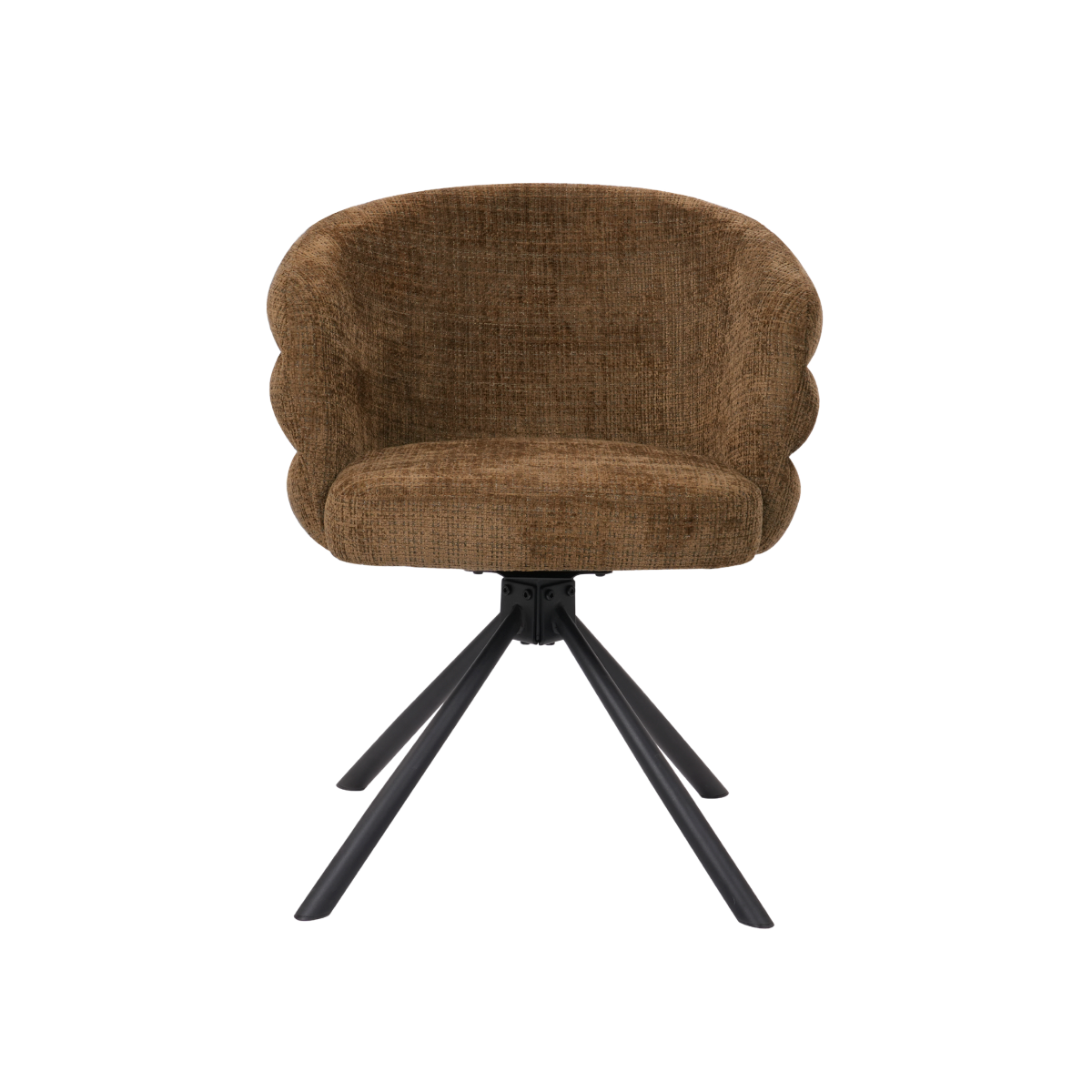 Chaise en tissu marron et pied central en métal noir Florine (lot de 2)