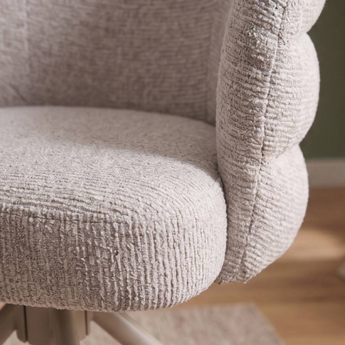Chaise en tissu écru et pied central en métal beige Florine (lot de 2)