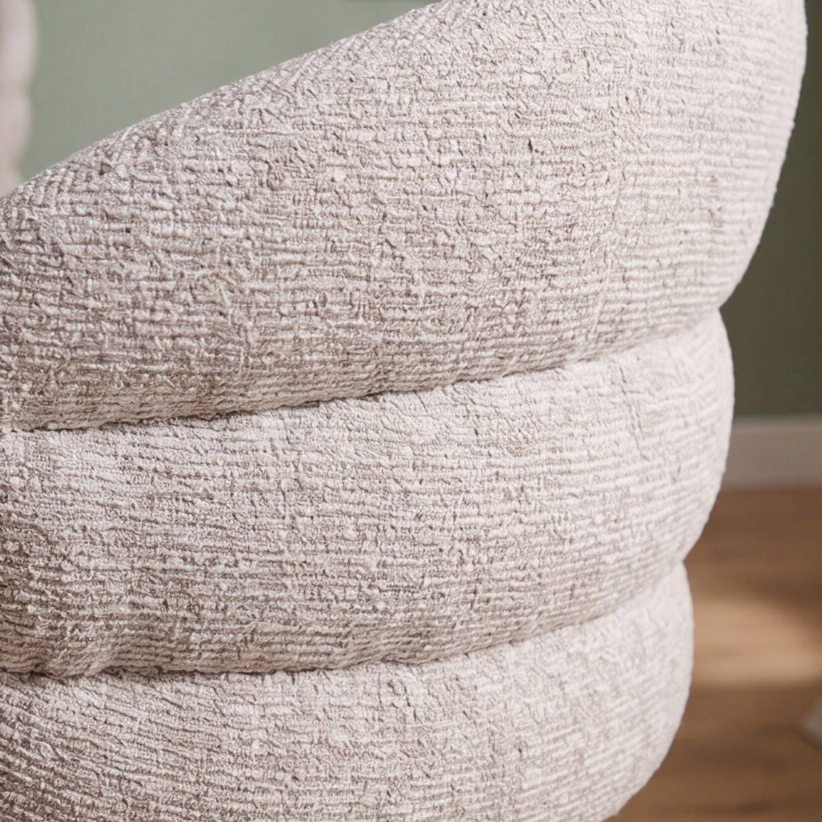 Chaise en tissu écru et pied central en métal beige Florine (lot de 2)