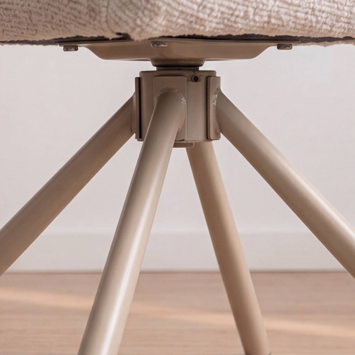 Chaise en tissu écru et pied central en métal beige Florine (lot de 2)