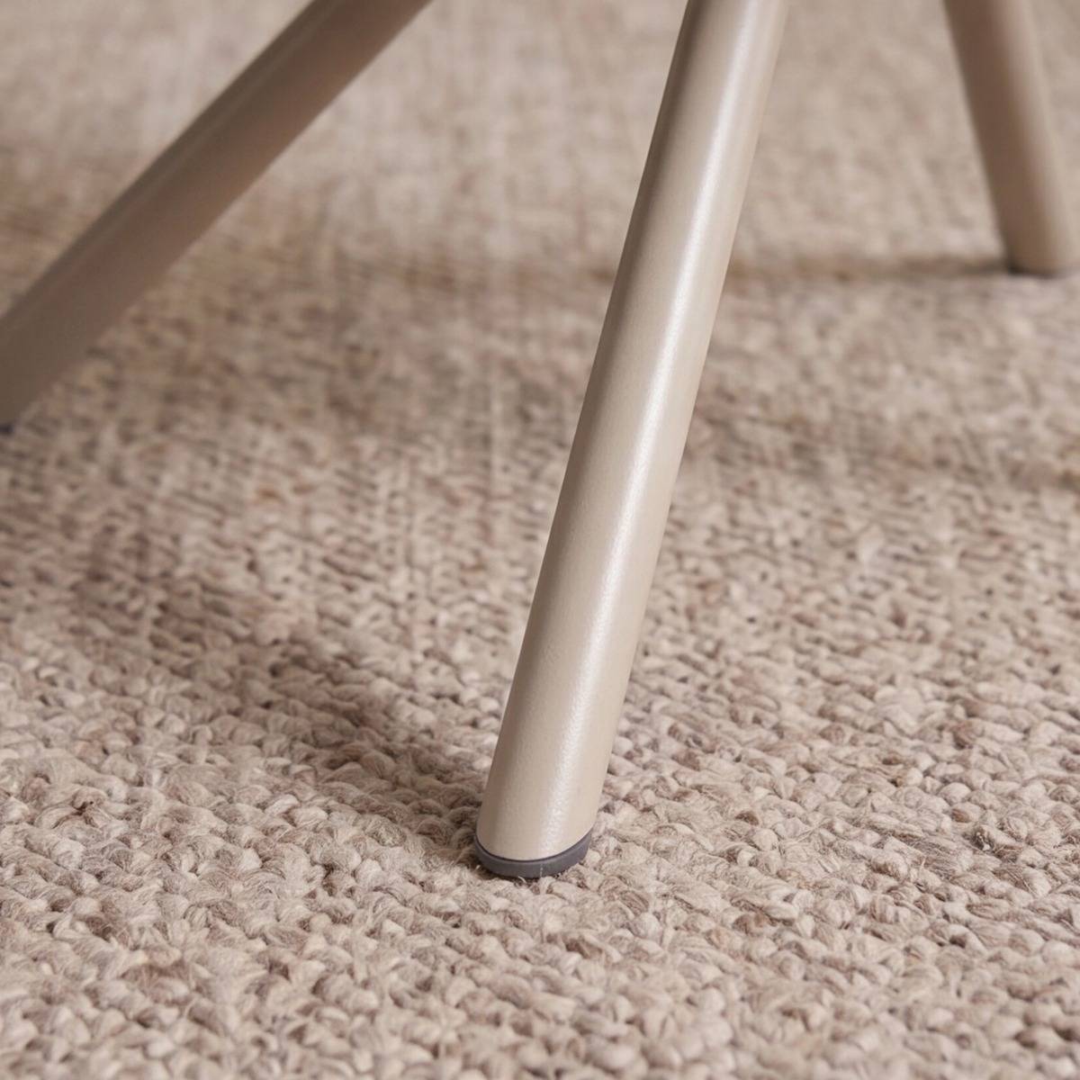 Chaise en tissu écru et pied central en métal beige Florine (lot de 2)
