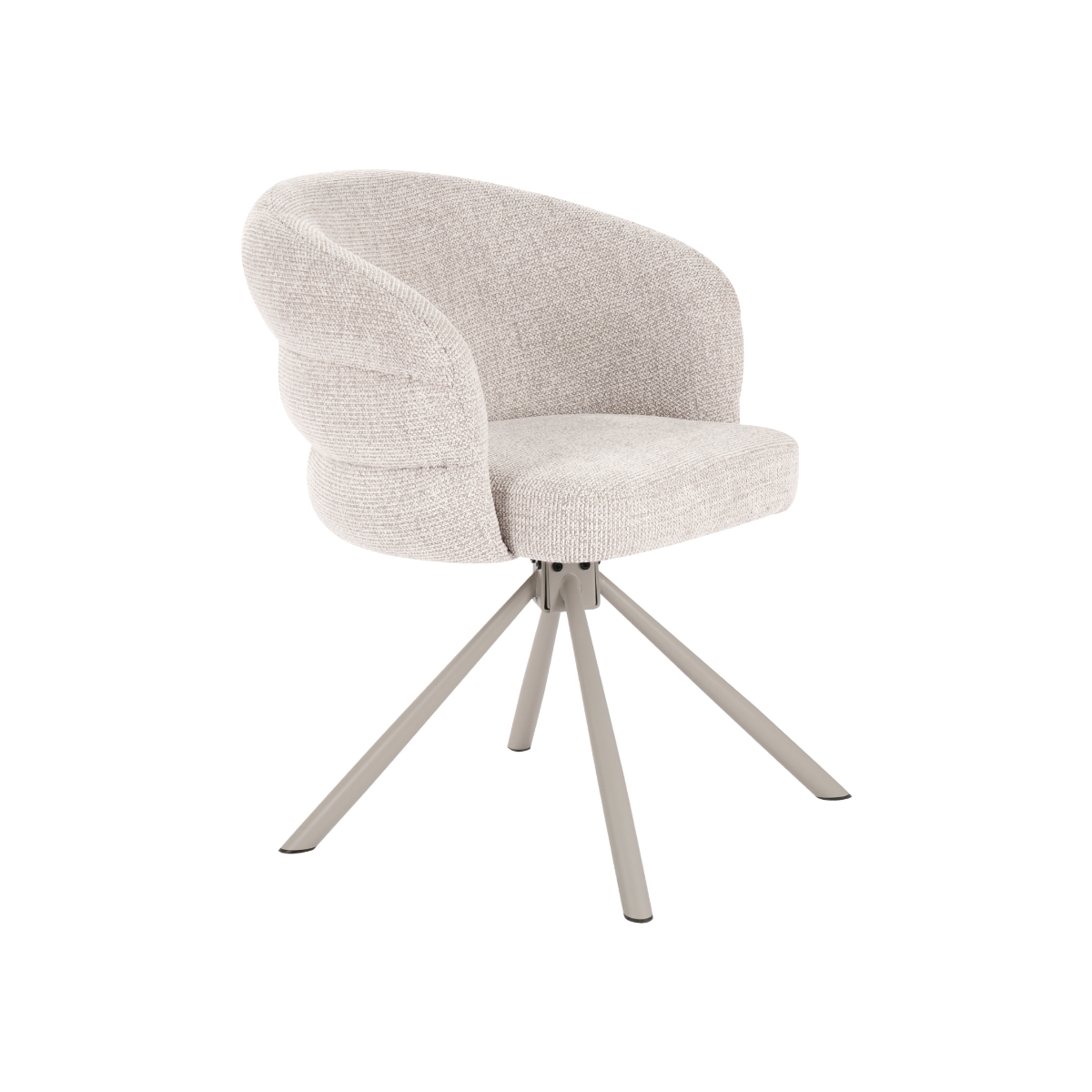 Chaise en tissu écru et pied central en métal beige Florine (lot de 2)