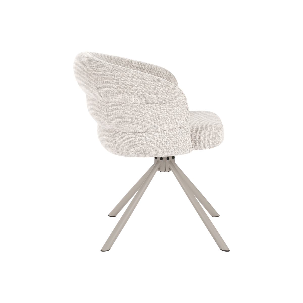 Chaise en tissu écru et pied central en métal beige Florine (lot de 2)