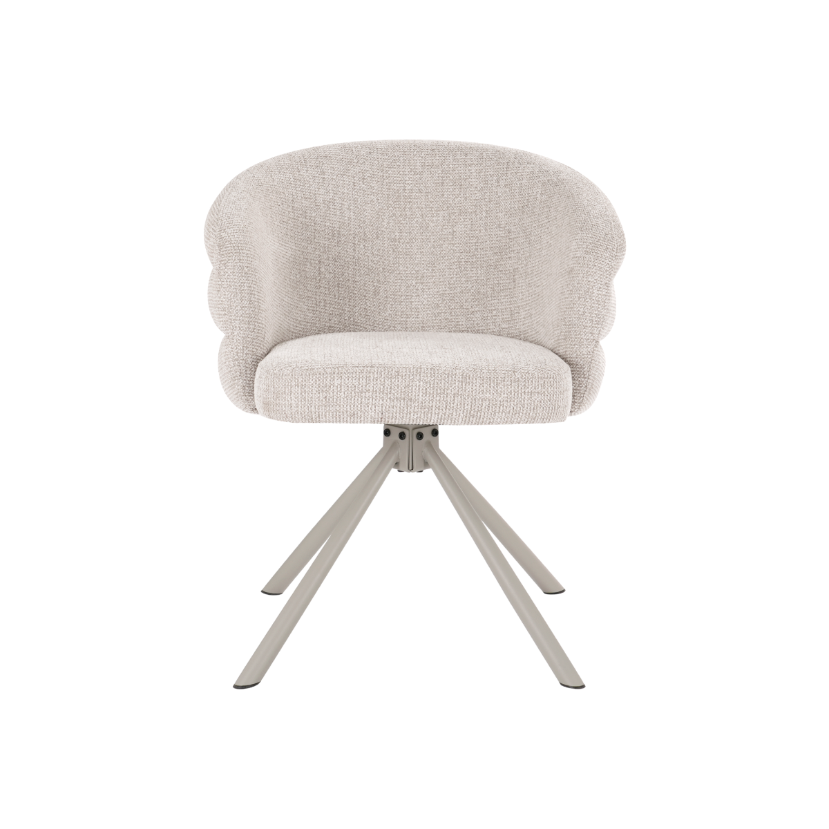 Chaise en tissu écru et pied central en métal beige Florine (lot de 2)