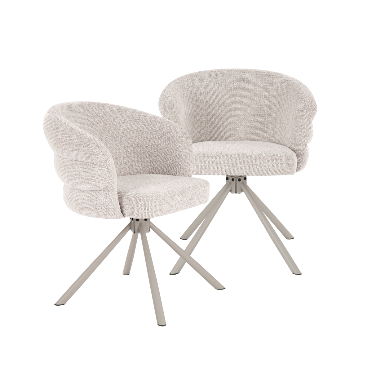 Chaise en tissu écru et pied central en métal beige Florine (lot de 2)