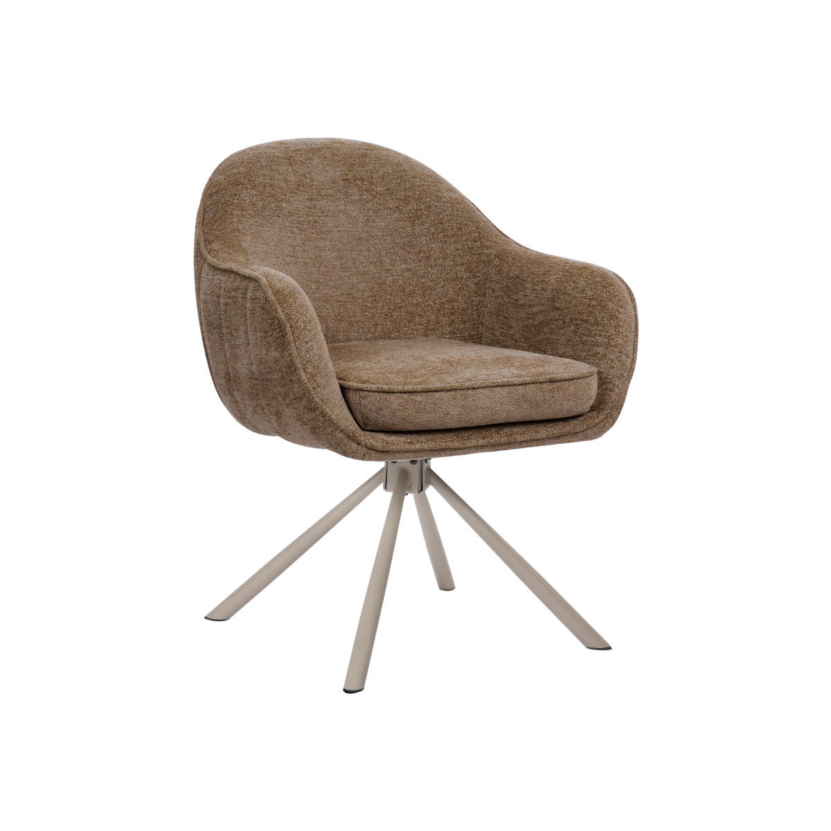 Chaise en tissu marron et pied central en métal beige Florine (lot de 2)