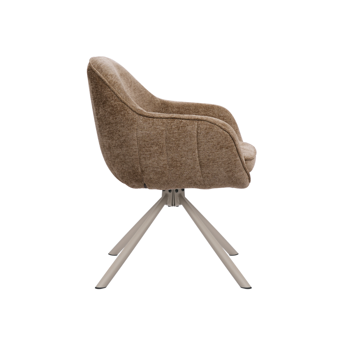 Chaise en tissu marron et pied central en métal beige Florine (lot de 2)