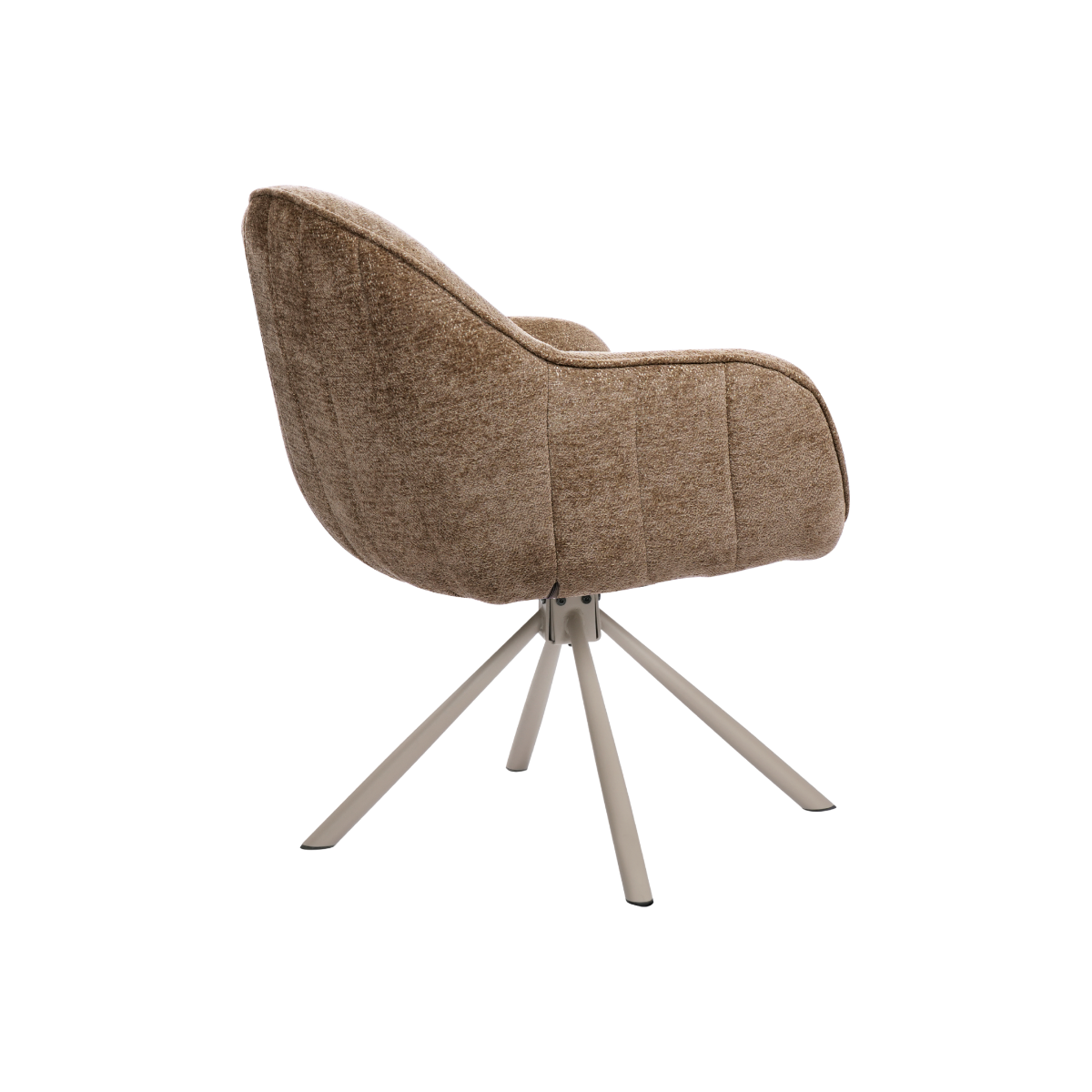 Chaise en tissu marron et pied central en métal beige Florine (lot de 2)