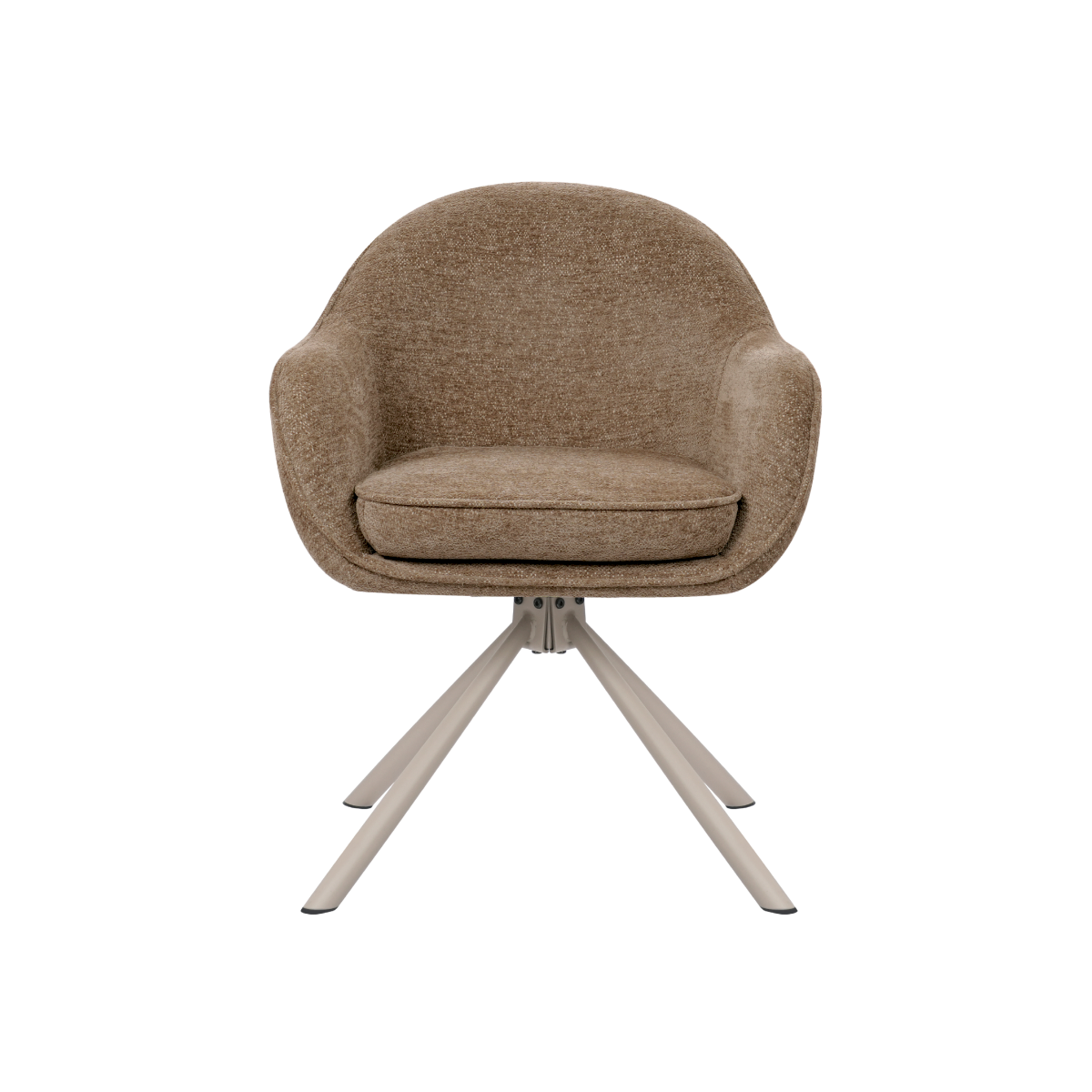 Chaise en tissu marron et pied central en métal beige Florine (lot de 2)