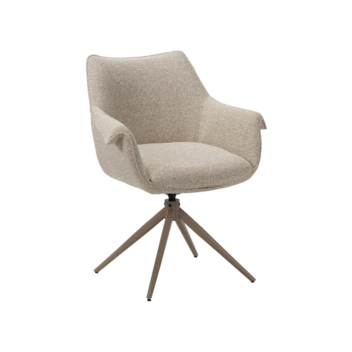 Chaise en tissu beige chiné et pied central en métal taupe Florine (lot de 2)