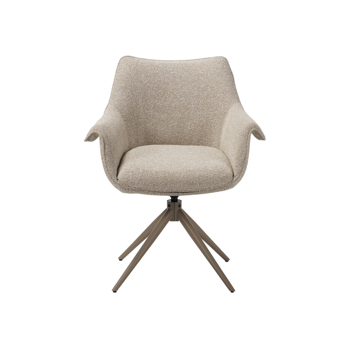 Chaise en tissu beige chiné et pied central en métal taupe Florine (lot de 2)