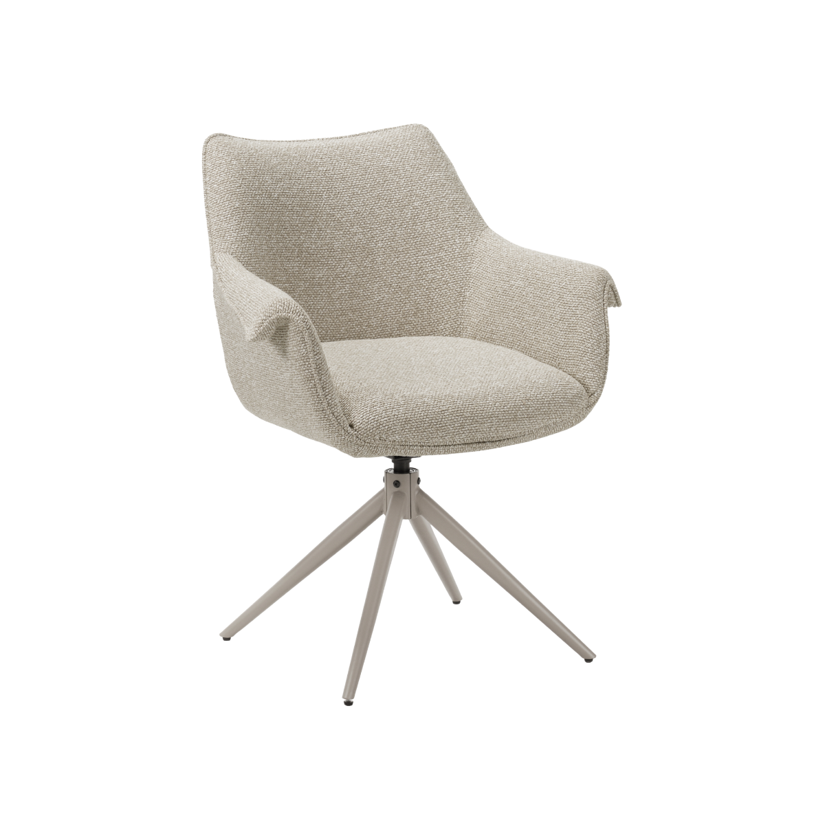 Chaise en tissu beige chiné et pied central en métal taupe Florine (lot de 2)