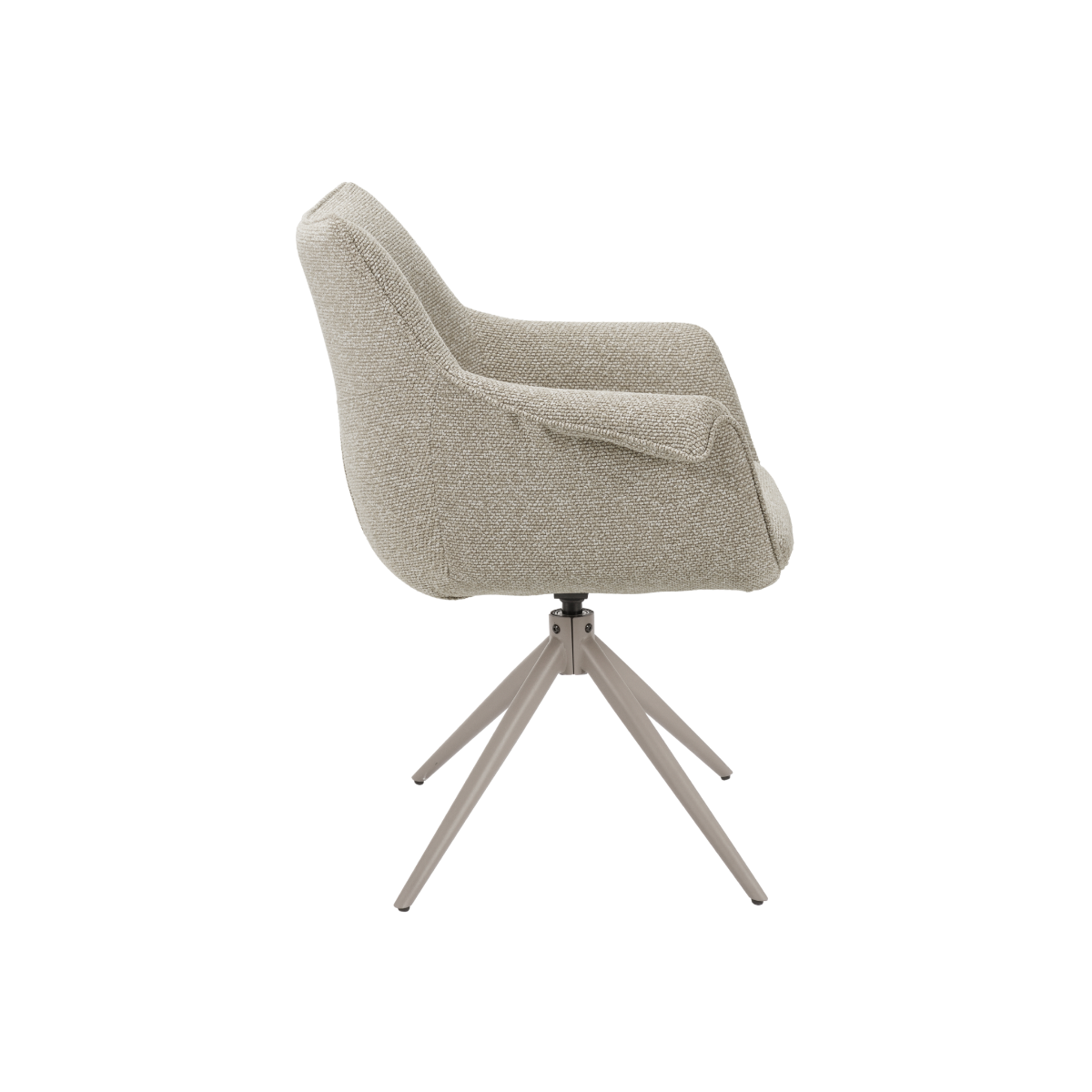 Chaise en tissu beige chiné et pied central en métal taupe Florine (lot de 2)