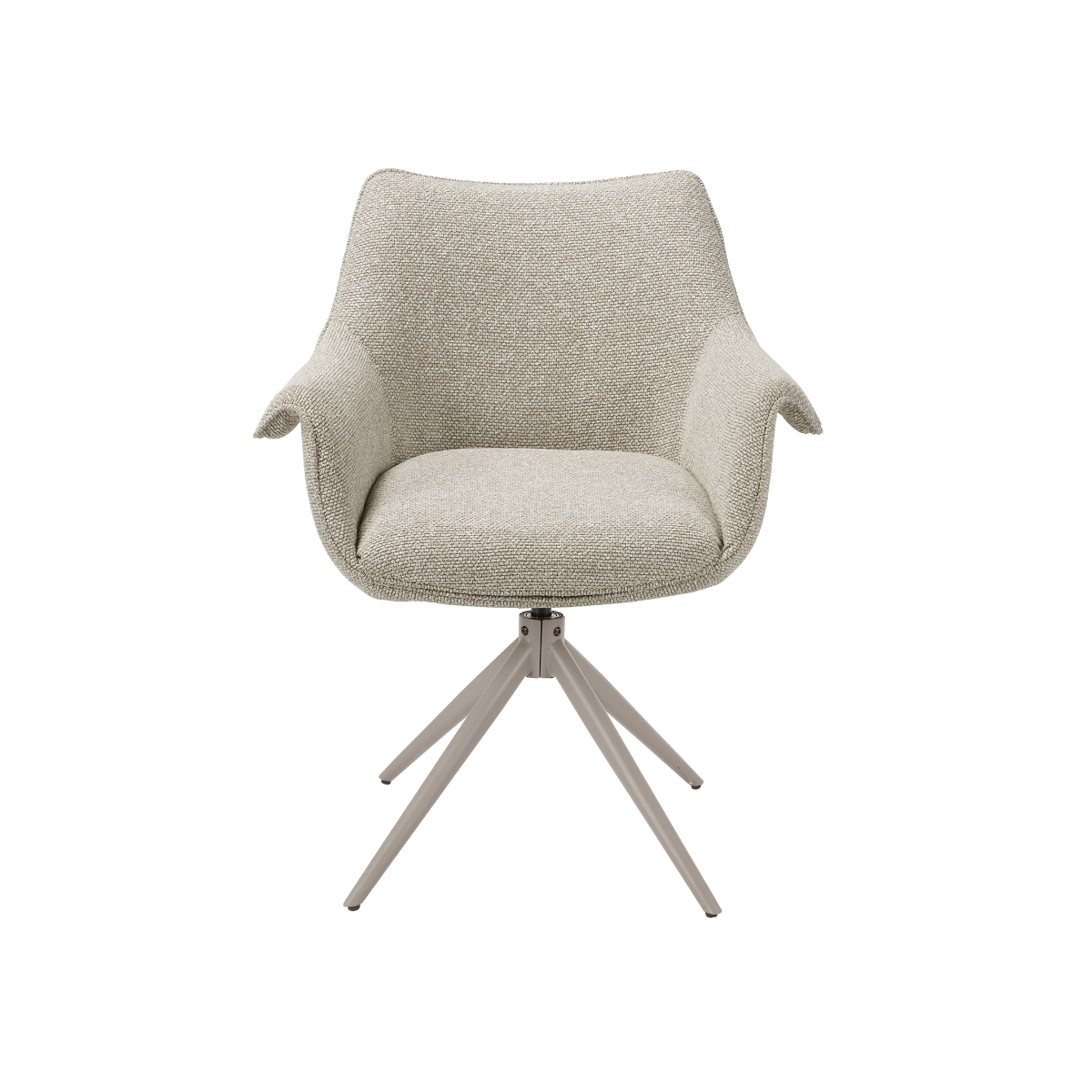 Chaise en tissu beige chiné et pied central en métal taupe Florine (lot de 2)