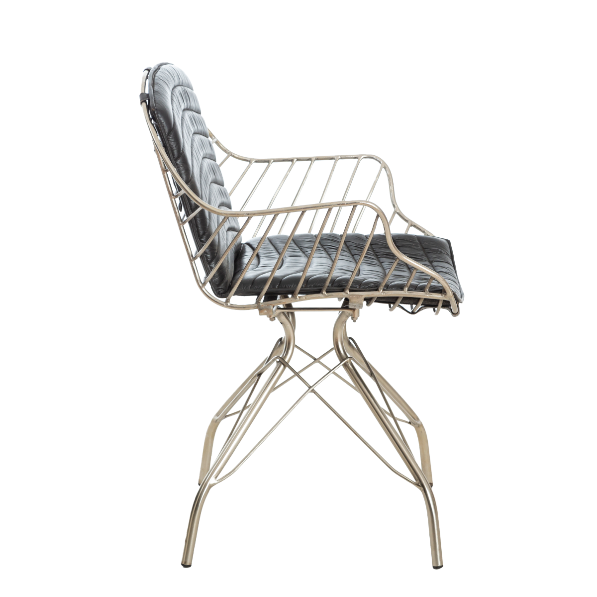 Chaise style fauteuil en cuir et métal Samuel