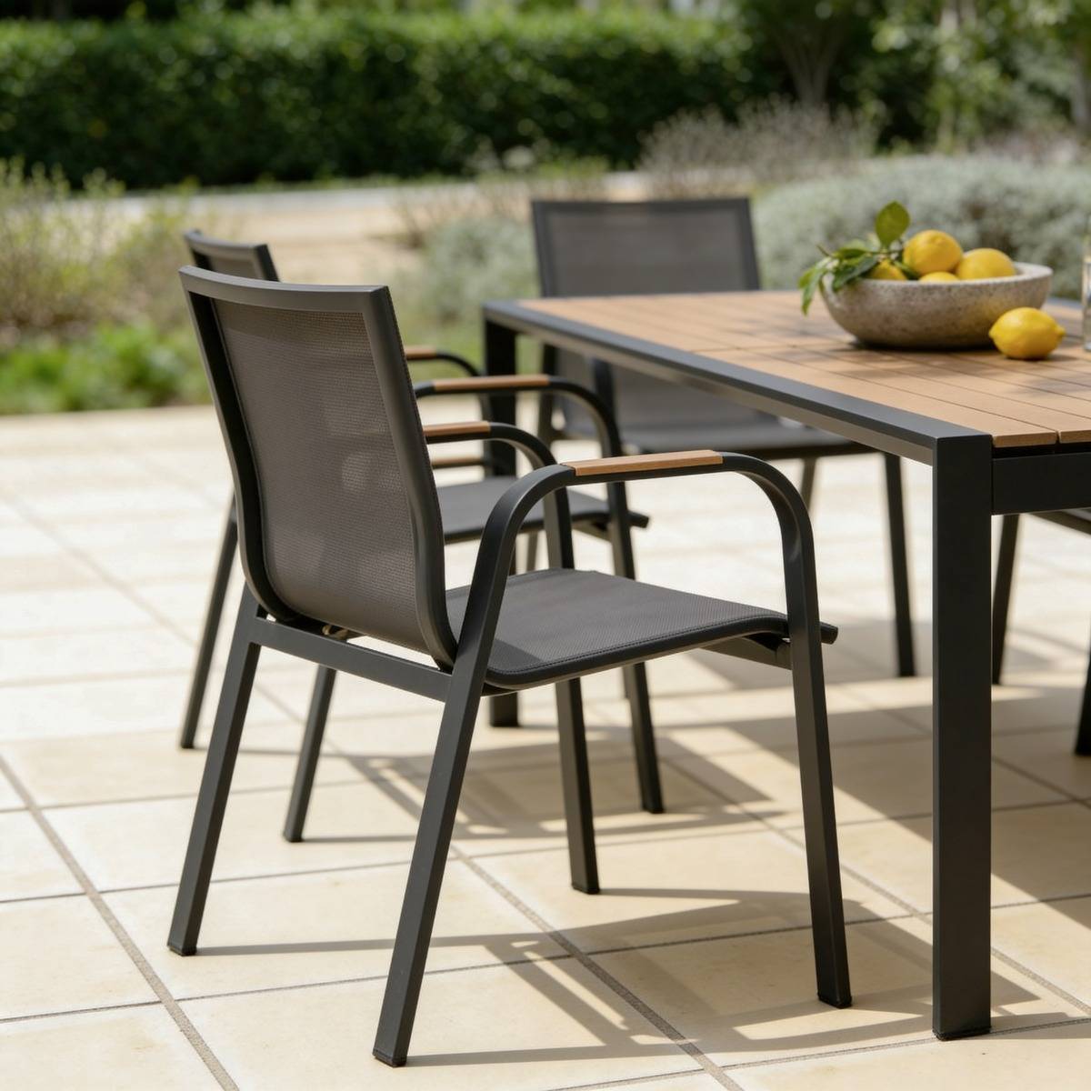 Chaise de jardin en aluminium gris foncé Ayden (lot de 2)