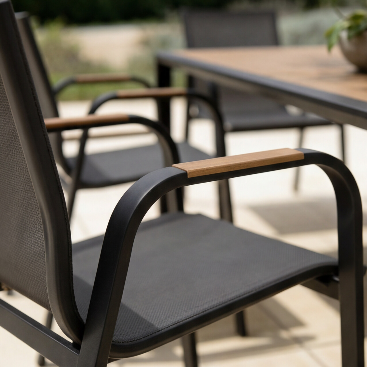 Chaise de jardin en aluminium gris foncé Ayden (lot de 2)