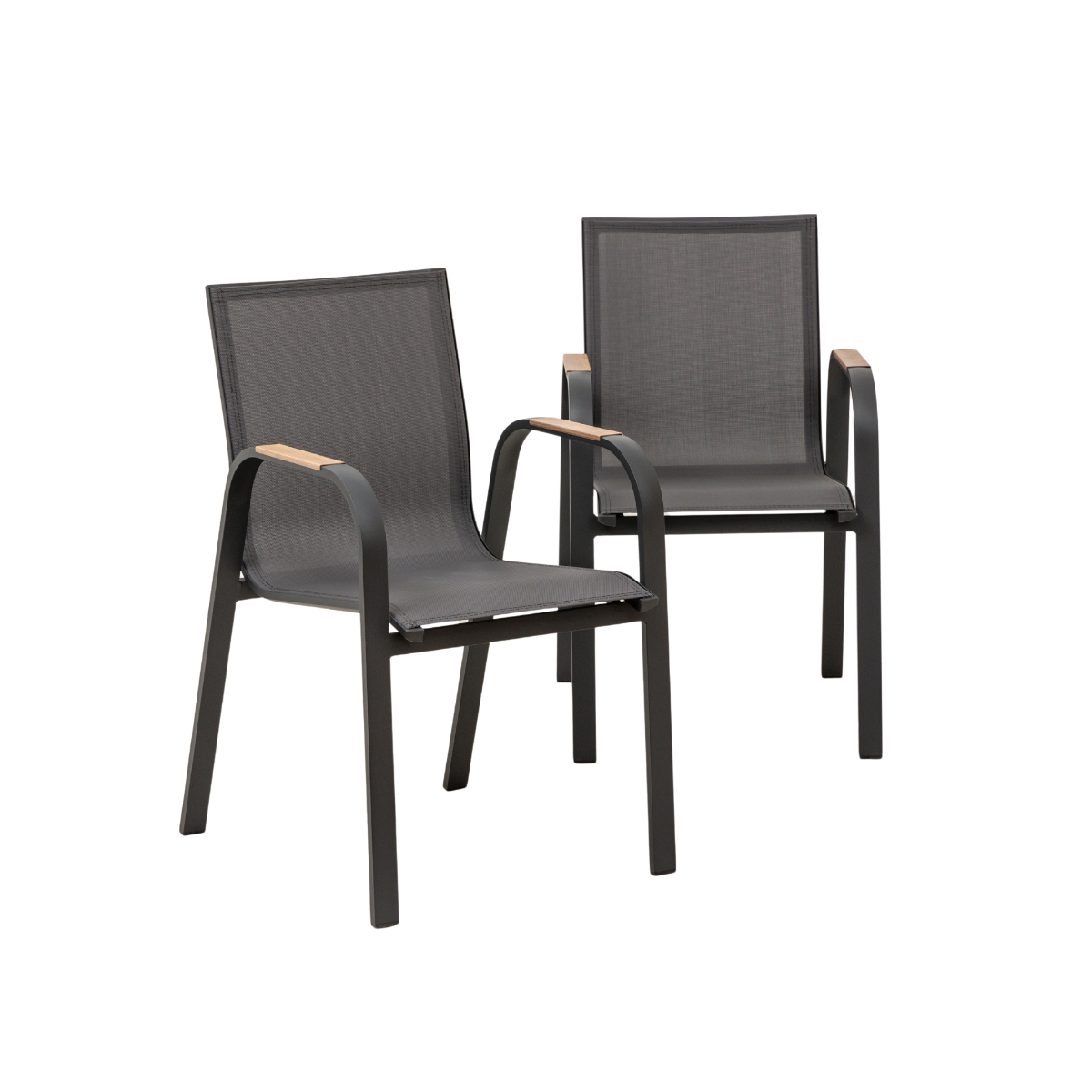 Chaise de jardin en aluminium gris foncé Ayden (lot de 2)