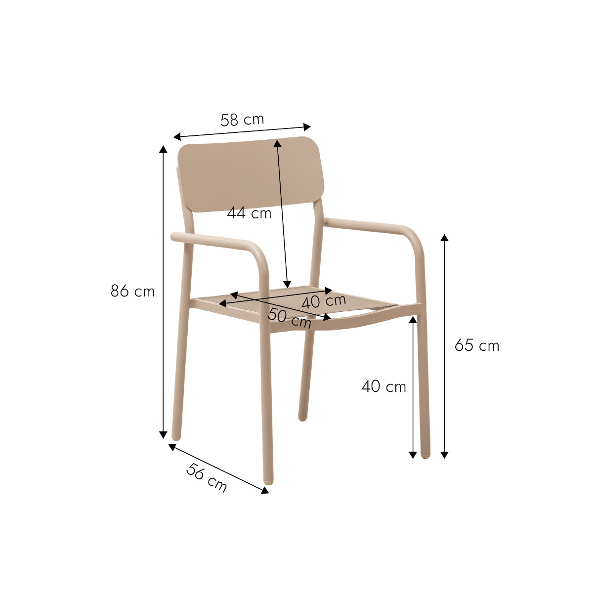 Chaise de jardin en aluminium taupe Kaïa (lot de 2)