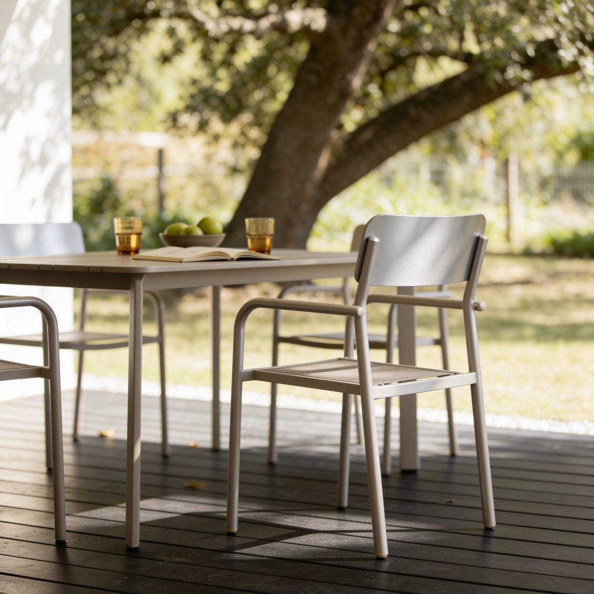 Chaise de jardin en aluminium taupe Kaïa (lot de 2)