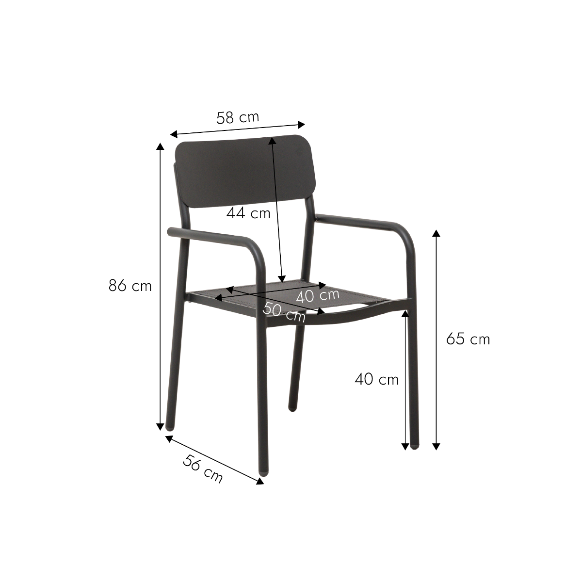Chaise de jardin en aluminium gris Kaïa (lot de 2)