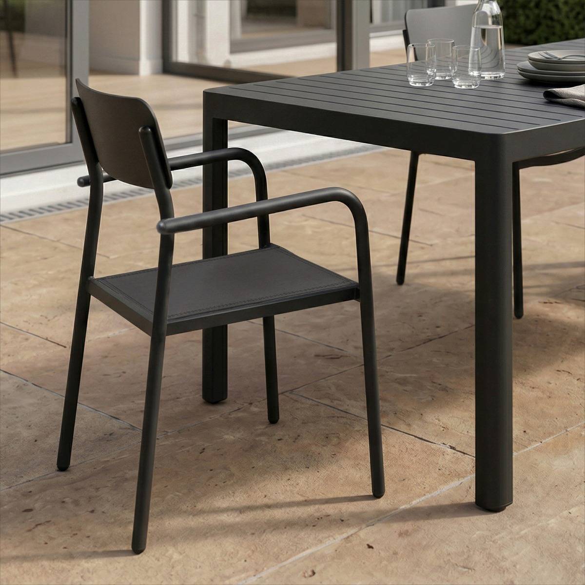 Chaise de jardin en aluminium gris  Kaïa (lot de 2)