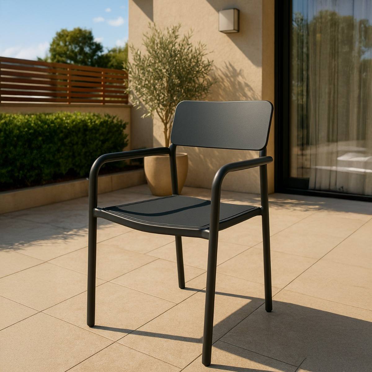 Chaise de jardin en aluminium gris  Kaïa (lot de 2)