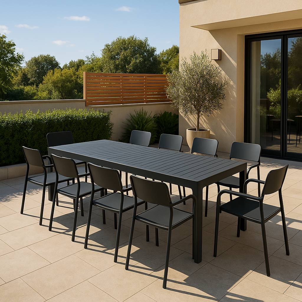 Chaise de jardin en aluminium gris  Kaïa (lot de 2)