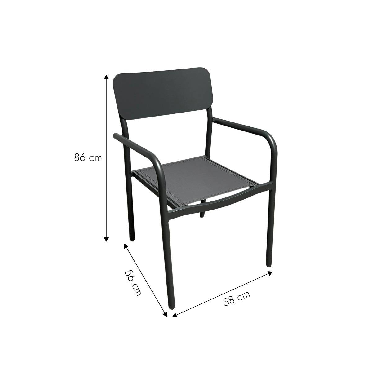 Chaise de jardin en aluminium gris  Kaïa (lot de 2)